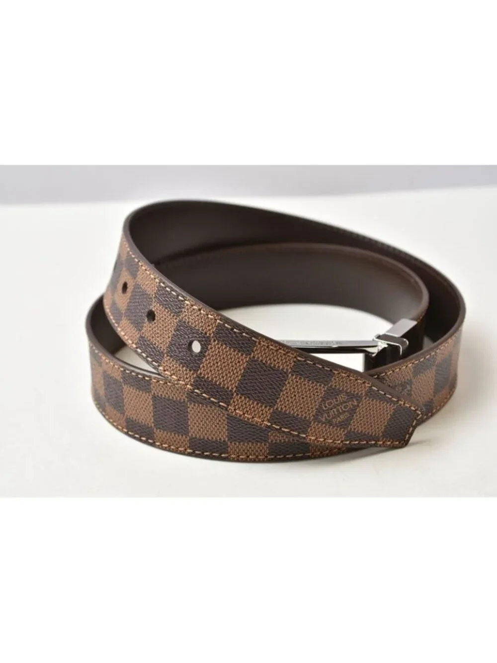 Louis Vuitton Belt Damier Reversible Leather Black Brown 90